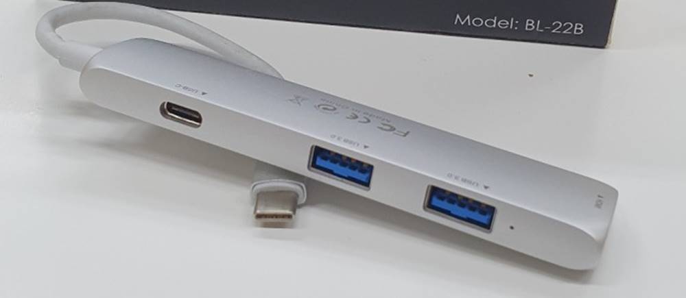 Olpran Hub Olpran BL-22B, USB-C / 2x USB, USB-C, HDMI, strieborna