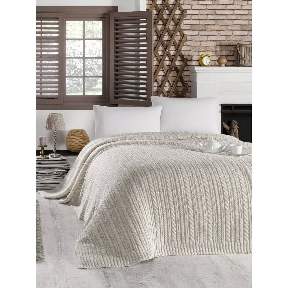 Homemania Svetlosivý pléd cez posteľ s prímesou bavlny Homemania Decor Camila, 220 x 240 cm